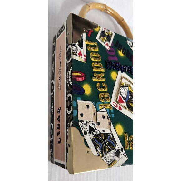 Cigar Box Jackpot Purse Cards Dice Gambling Las Vegas Purse top handle - Picture 3 of 16